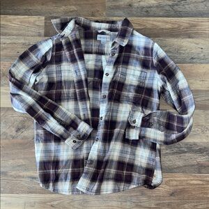 Women’s Carhartt Flannel Brown and cream Button-Up Shirt size Large